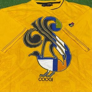 Vintage 90s COOGI Australia All Over Print T-Shirt 2XL Abstract Multi-Color Rare